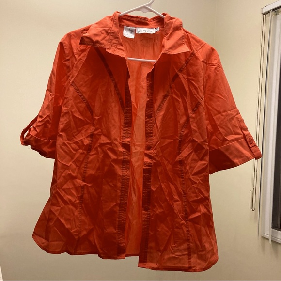 Orange Short Sleeve Button Up Shirt - Picture 2 of 6